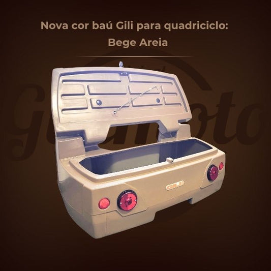 Novidade na linha Gilimoto: Chegou o bege areia para os baús de quadriciclo