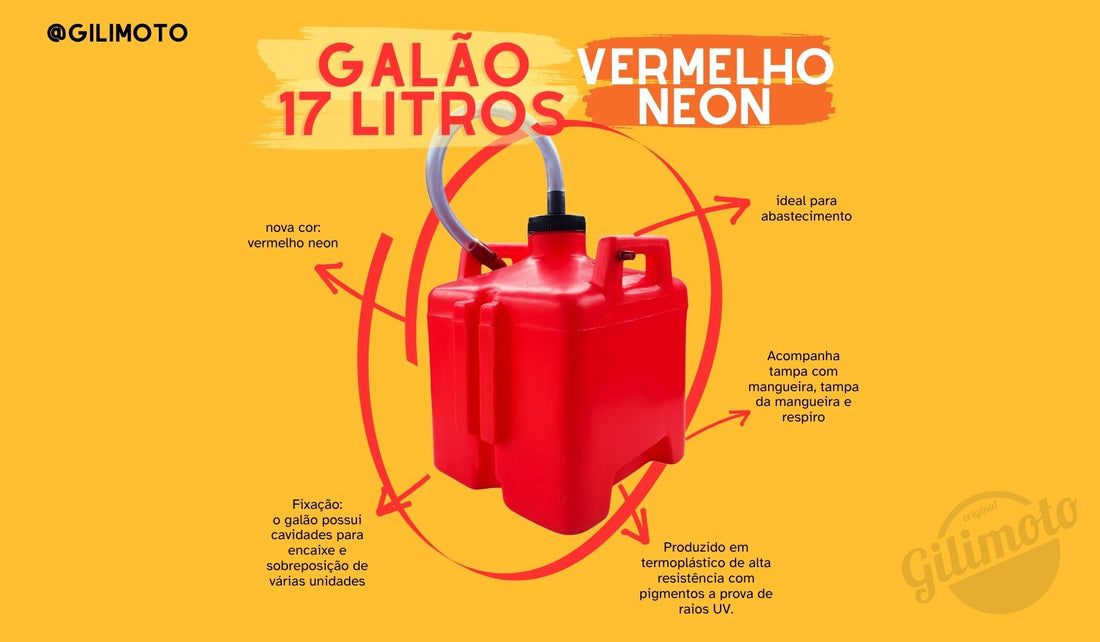 Galão 17 litros - Cor Vermelho Neon