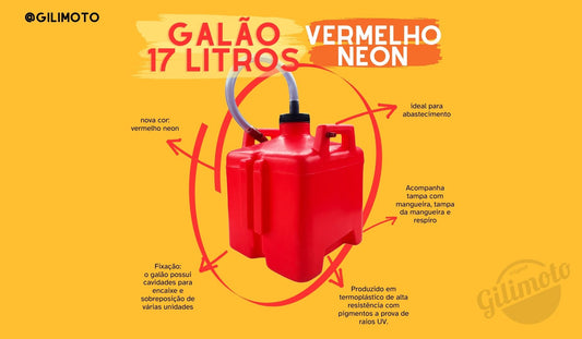 Galão 17 litros - Cor Vermelho Neon