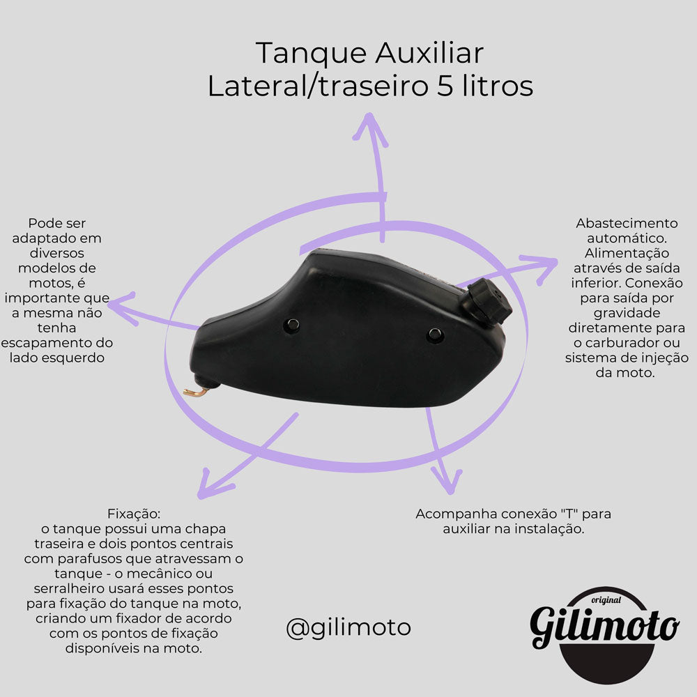 Porque utilizar o tanque auxiliar lateral / traseiro de 5 litros da Gilimoto?