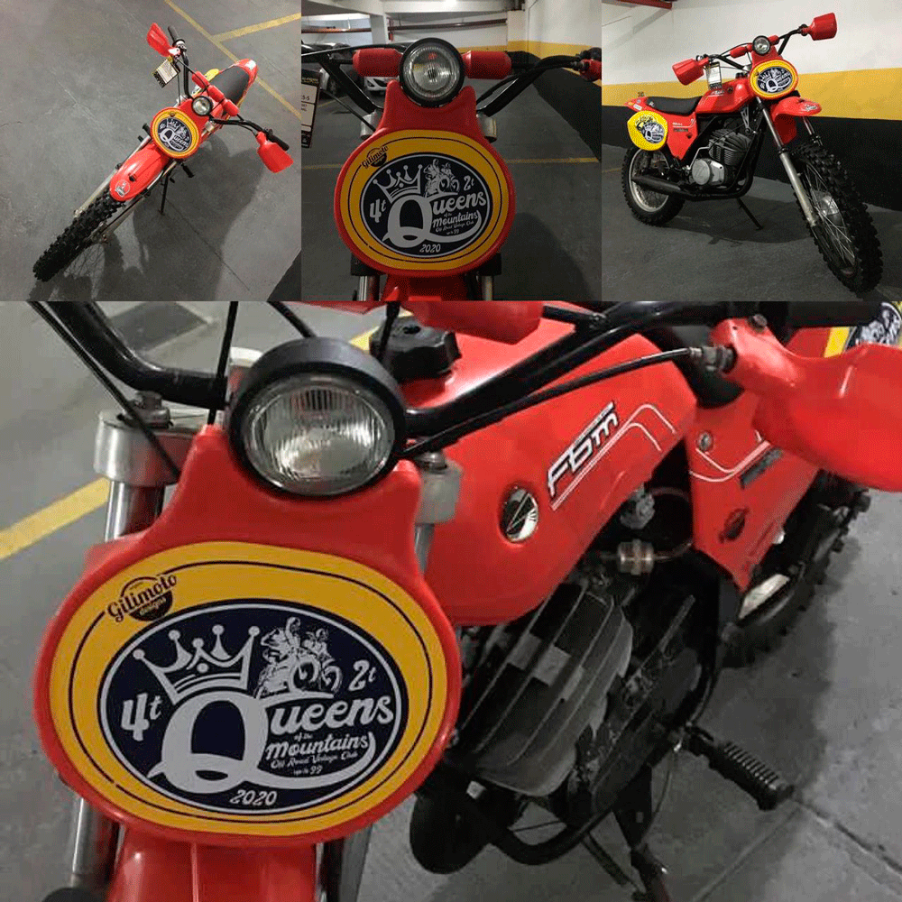 Number Plate com Farol Universal Motocross Adesivado Linha Old Cross