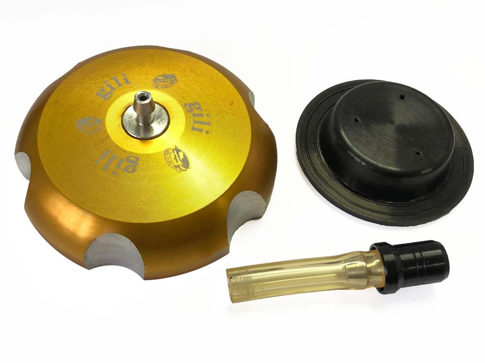 Tampa de tanque Alumínio com válvula anti refluxo 62 mm para motos importadas e tanques Gili (YZ>97, XR 250/400, RMX, CRF 250, CRF 450, YZF 400)