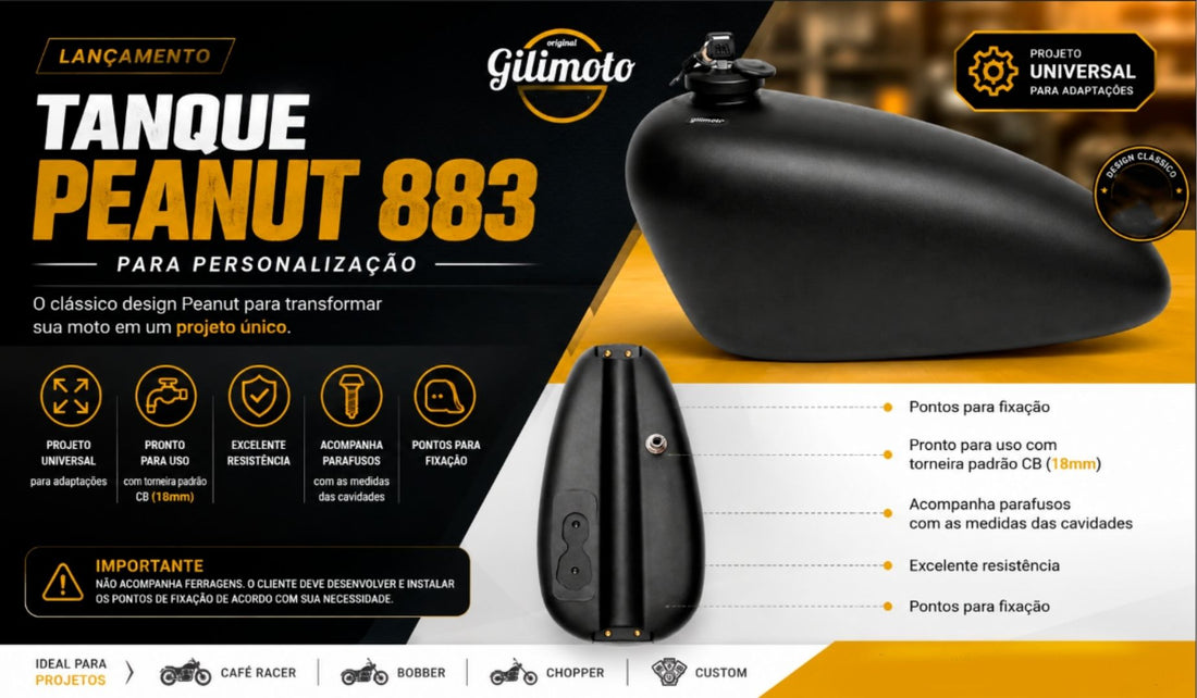 Tanque Peanut 883 para Personalização de motocicletasTanque Peanut 883 para customização de motos: o clássico design que transforma projetos exclusivos