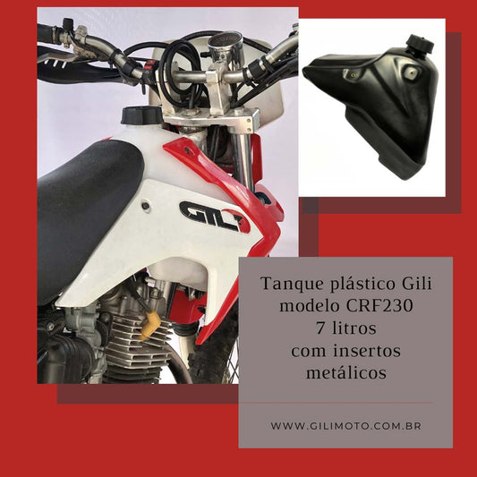 Tanque plástico Gilimoto modelo CRF230 de 7 litros com insertos metálicos