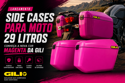 Side Cases para Moto 29 Litros: Conheça a nova cor Magenta da Gili