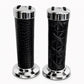 Manopla Custom Chopper Couro sem Franjas e Ponteiras Cromadas - Preta - Modelo Universal